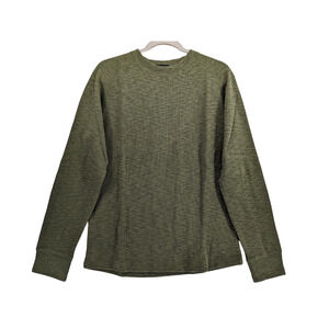 Banana Republic Double Knit Shirt S Olive Green Crewneck‎ Long Sleeves Layering